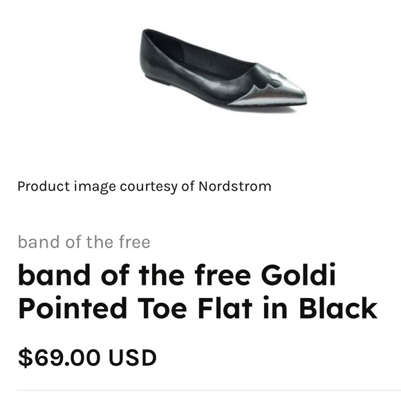 BAND OF THE FREE Gald Metallic pointed Toe black silver Western Flats size 9 NWT - Picture 13 of 13